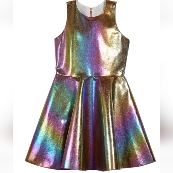 Zoe Ltd Rainbow Josie holographic foil dress gown 14 - Picture 2 of 6